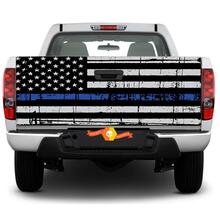 Mince ligne bleue drapeau graphique lunette arrière ou hayon autocollant autocollant camionnette SUV voiture
 2