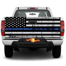 Autocollant vinyle drapeau USA ligne bleue pour lunette arrière ou hayon de pick-up et SUV_2