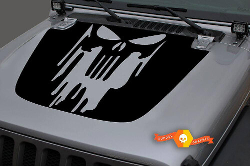 Autocollant Vinyle Capuche Tête de Mort Punisher pour Jeep Wrangler et Gladiator