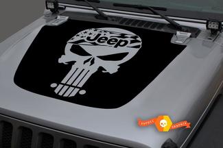 Jeep 2018-2021 Gladiator JT Wrangler JL JLU Capuche crâne punisseur usa drapeau Vinyle autocollant Autocollant Graphiques
