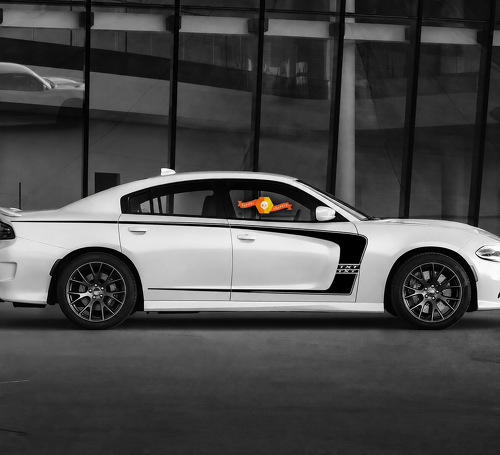 Custom Two Line C Stripes — Autocollant vinyle (côté) pour Dodge Charger 2011-2020