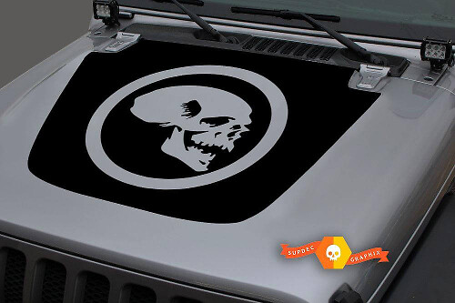 Autocollant Vinyle Crâne dans Cercle pour Capot Jeep Gladiator et Wrangler