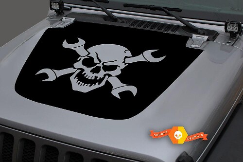 Autocollant en vinyle capot Crâne et clés croisées pour Jeep Wrangler Gladiator