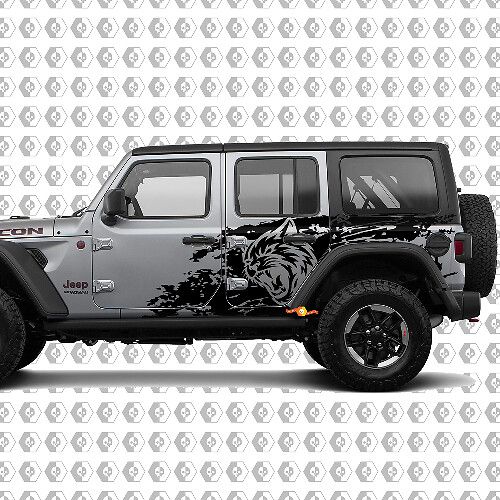 Autocollant en vinyle effet éclaboussures et grunge Hell Cat Wild Style pour accoudoir Jeep Wrangler Unlimited