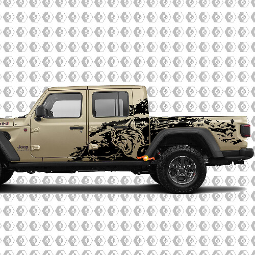 Autocollant en vinyle à l'aspect éclaboussures grunge Hell Cat Wild Style pour cabine de Jeep Gladiator