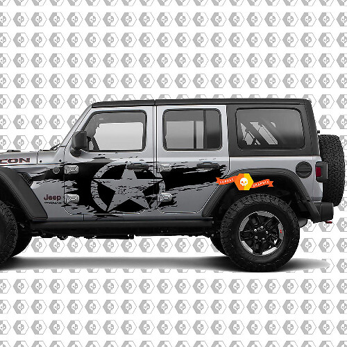 Kit de autocollants latéraux en vinyle étoile vieillie pour Jeep Wrangler Unlimited JL