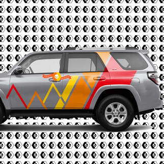 Toyota 4Runner Montagnes Lignes et Rayures Vintage Rétro Couleur Autocollant Autocollant Graphique Côté Lit Chevet Corps Kit Pour 4Runner 2013 - maintenant
