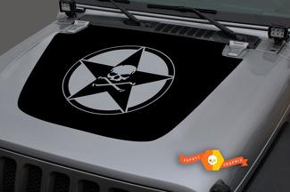 Jeep 2018-2021 Gladiator Wrangler JL JLU JT Capot étoile de guerre crâne noir marque Vinyle Sticker Autocollant Graphique
