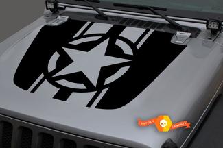 Jeep 2018-2021 Gladiator Wrangler JL JLU JT Capot Armée Marine Étoile US USA Drapeau Vinyle Autocollant Autocollant Graphique
