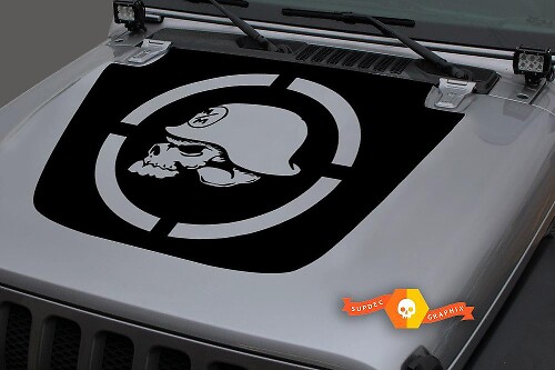 Autocollant en vinyle Military Skull Blackout pour Jeep Wrangler & Gladiator