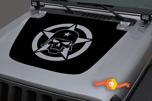Autocollant Vinyle Tête de Mort avec Étoile Militaire pour Jeep Wrangler et Gladiator