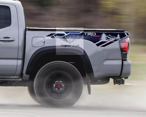Autocollant en vinyle TRD 4x4 Mountains pour le côté de la benne Toyota Tacoma 2013-2020
