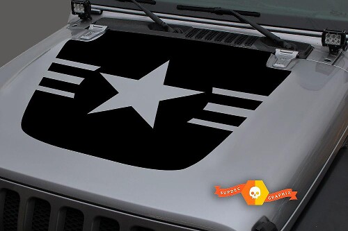 Autocollant en vinyle Military Star pour capot Jeep Gladiator JT Wrangler JL JLU