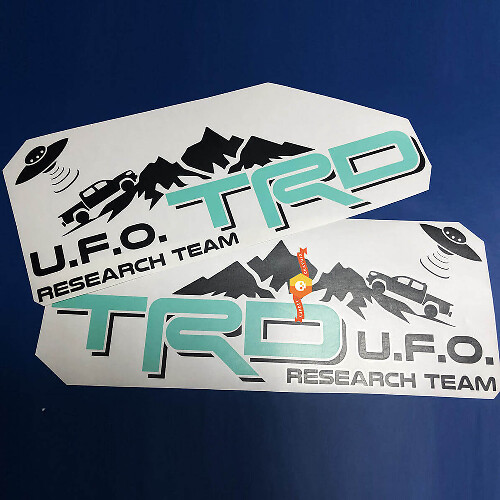 Paire d'autocollants latéraux en vinyle style TRD-U.F.O. Research Team pour Toyota Tacoma