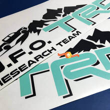 Paire d'autocollants latéraux en vinyle style TRD-U.F.O. Research Team pour Toyota Tacoma_2