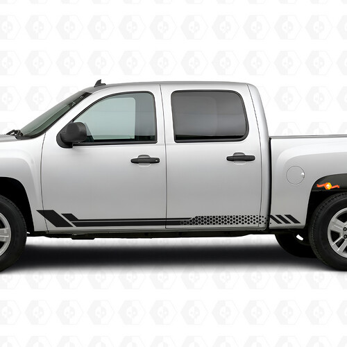 Bandes autocollantes en vinyle nid d'abeille pour portes et bas de caisse Chevrolet Silverado 1500 GMT900 2007-2013_1