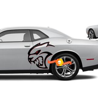 Autocollants latéraux deux couleurs Hellcat Red Eye pour Dodge Challenger Redeye ou chargeur
