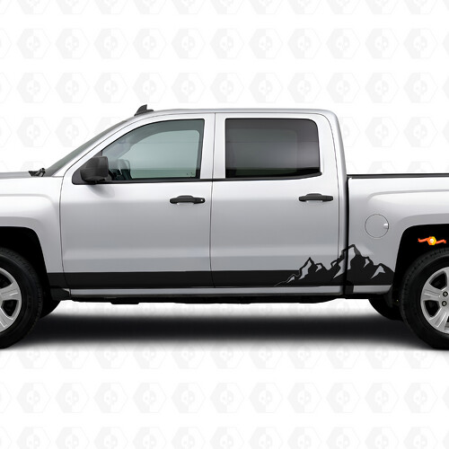 Bandes adhésives décoratives pour portes et bas de caisse Mountain Range pour Chevrolet Silverado 1500 K2XX 2014-2019