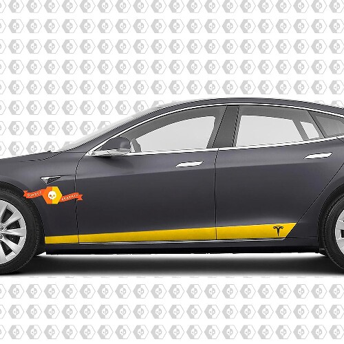 2 Custom TESLA model S side Rocker Panel body Vinyl Sticker Decal Logo Graphic
