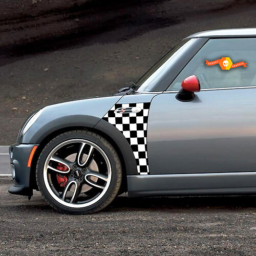2002 2006 MINI COOPER CHECKMate a un panneau à carreaux à carreaux de décalage vinyle autocollants
