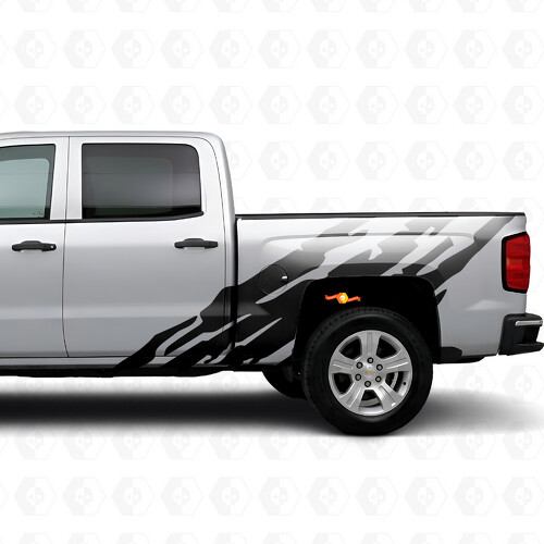 Bandes vinyles dentelées de long de caisse pour Chevrolet Silverado 1500 K2XX 2014-2019