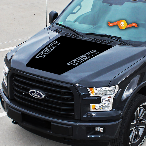 TEXT Autocollant en vinyle noir pour capot avec lettrage en double pour Ford F-150