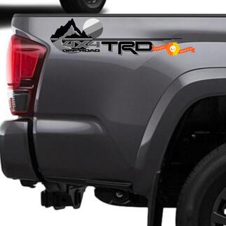 Nouveau TRD 4x4 hors route avec montagnes Monochrome gris Style côté vinyle autocollants adapté à Tacoma Tundra 4Runner

