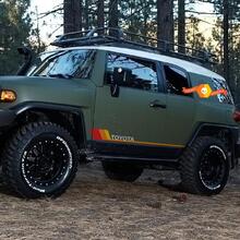 Toyota FJ Cruiser côté rétro vintage panneau à bascule rayures autocollant autocollant graphique
 2
