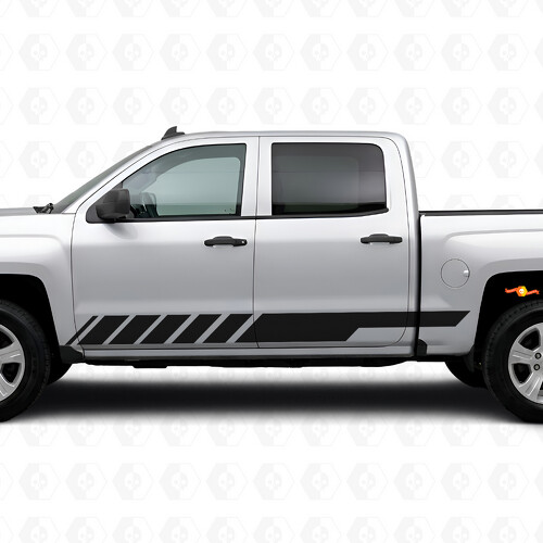 Bandes en vinyle inclinées pour porte de course et bas de caisse pour Chevrolet Silverado 1500 K2XX 2014-2019_1