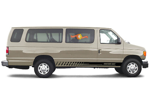 2x côté Ford série E châssis vinyle rayures corps décalcomanie vinyle graphique autocollant texte personnalisé style 1
