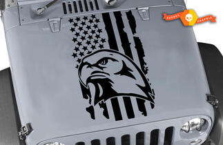 Jeep Distressed Eagle USA drapeau autocollant en vinyle pour capot s'adapte à n'importe quel oiseau de capot
