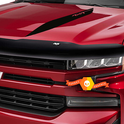 Autocollant en vinyle à bandes style 4x4 pour capot Chevrolet Silverado 2019-2020