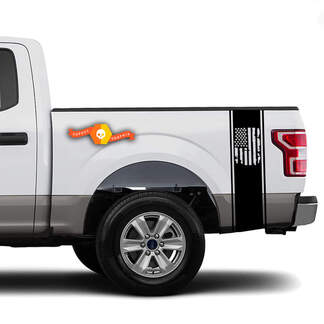 Autocollants de camion à rayures latérales de lit de course de drapeau des États-Unis - Convient à Ram Chevy Ford Jeep Gladiator
