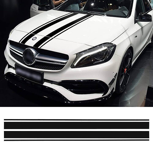 Autocollant de capot à rayures noires, autocollant graphique à rayures pour Mercedes Benz A C GLA GLC CLA 45 AMG W176 C117 W204 W205
