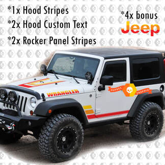 Rétro Vintage Kit Hood Rocker Panel Stickers Autocollants pour Jeep Wrangler Rubicon Renegade JK 2 Portes
