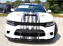 Ensemble d’autocollants vinyle devant et côtés motif crâne Punisher avec éclaboussures de boue pour Dodge Challenger Charger_2