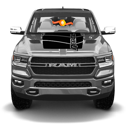 Autocollant en vinyle bandes capot lettrage Rebel pour Dodge Ram Rebel