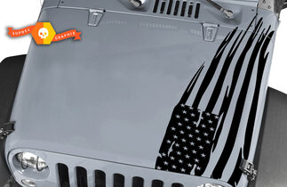 Jeep Wrangler Rubicon grand autocollant de capot drapeau américain en détresse
