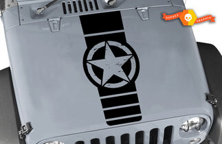 Jeep Wrangler Rubicon Distressed Army Star Hood Sticker
