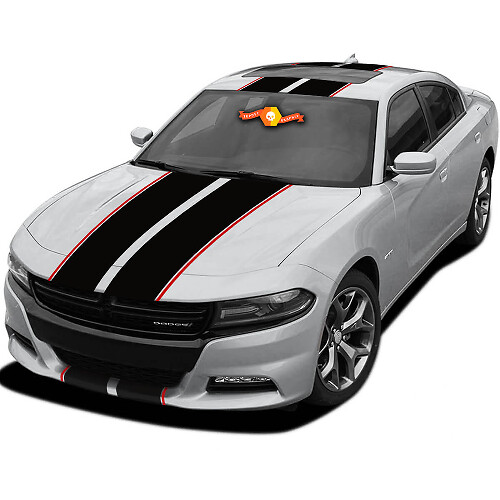 Kit de décalcomanies en vinyle Rayures Rallye Jumelles au-dessus de la voiture pour Dodge Charger