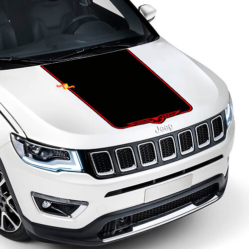 Autocollant en vinyle style Faucon personnalisé pour capot Jeep Compass Trailhawk 2017-2020