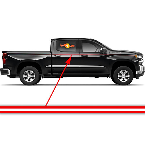Chevrolet Silverado côté accent rayures graphiques autocollant autocollant panneau de porte autocollant autocollant vinyle noir

