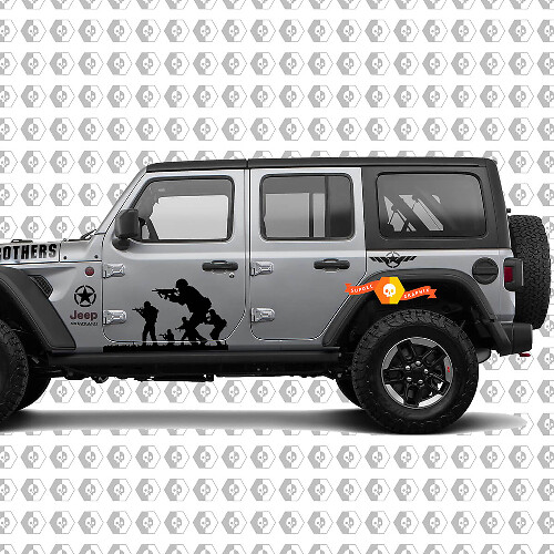 Kit d'autocollants en vinyle militaire Band of Brothers pour capot et côtés de Jeep Wrangler