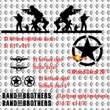 Kit d'autocollants en vinyle militaire Band of Brothers pour capot et côtés de Jeep Wrangler_2