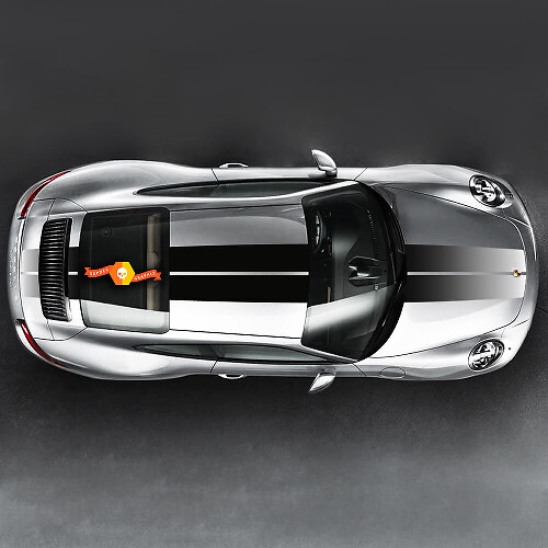 Kit de décalcomanies vinyle à bandes doubles supérieures pour voitures Porsche