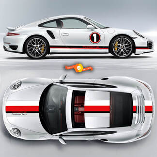 Superbes rayures doubles sur le dessus Le Mans Racing Stripes Porsche pour Carrera Cayman Boxster ou n'importe quelle Porsche
