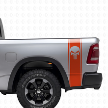 Kit d'autocollants vinyle à bandes latérales tête de mort Punisher pour Dodge Ram_5