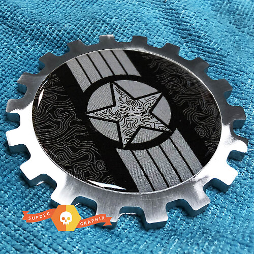 Écusson en aluminium Military Star avec lignes topographiques pour Jeep Wrangler