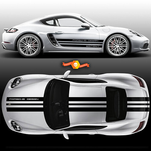 One Color Sport Cup Edition 1 Graphic Stickers Decs Kits Kits Racing Stripe sur le toit Porsche et rayures de course pour Carrera ou n'importe quelle Porsche
