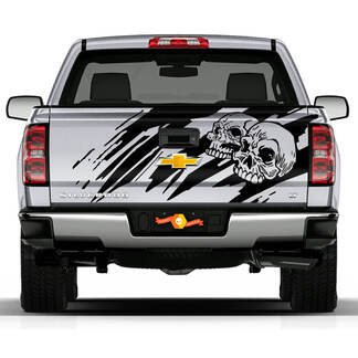 Crâne de hayon en détresse Grunge Design capot porte voiture lit pick-up véhicule camion vinyle graphique décalcomanie
